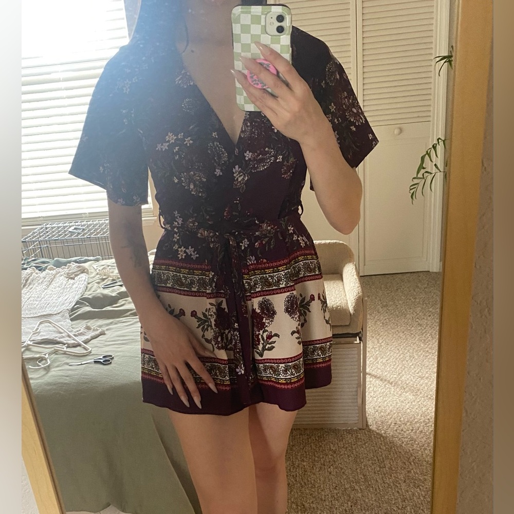 Miami Floral Burgundy Romper